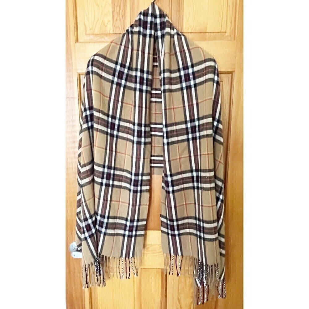 Soft Brown Plaid Shawl Scarf Pashmina Winter Wrap Lightweight Cozy Fall Autumn